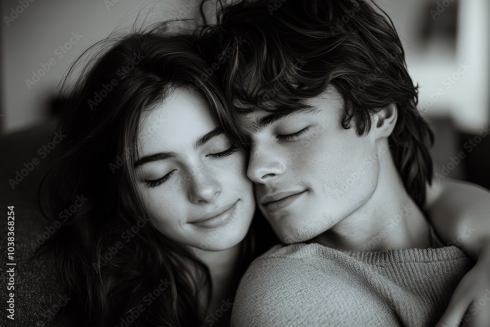 Fototapeta premium Couple looking at each other while they are cuddling