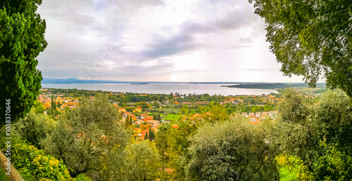 View of Lake Garda from Padenghe, Brescia, Italy
