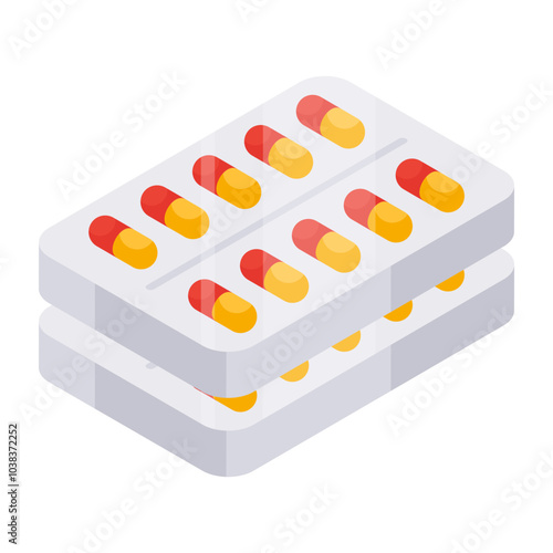 An editable design icon of pills strip 

