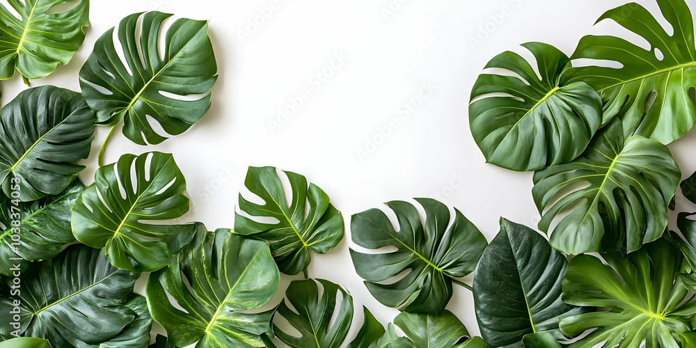 Tropical Leaf Frame on White Background. Tropical Leaf Frame on White Background.