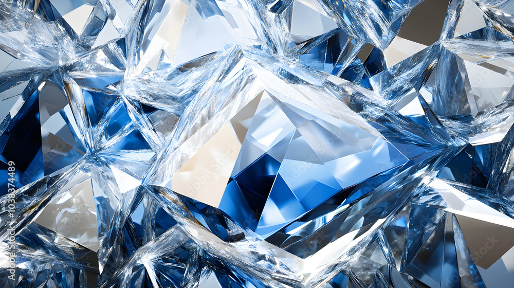 Crystalline Edge Sapphire & Silver Geometric Fusion background Crystalline Edge Sapphire & Silver Geometric Fusion background