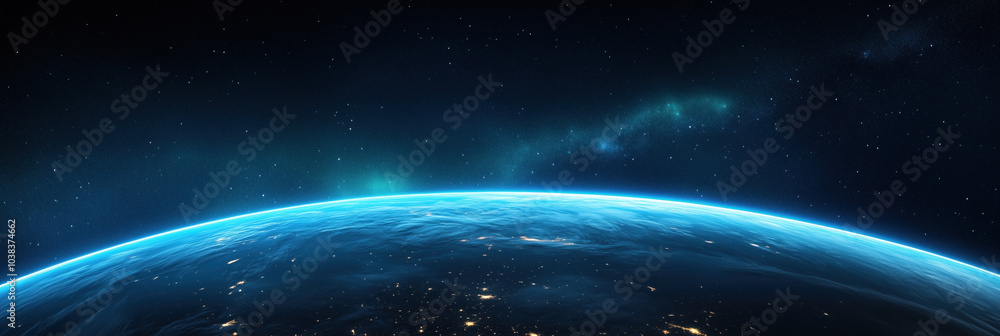 stunning view of Earth from space, showcasing its curvature and glowing atmosphere stunning view of Earth from space, showcasing its curvature and glowing atmosphere