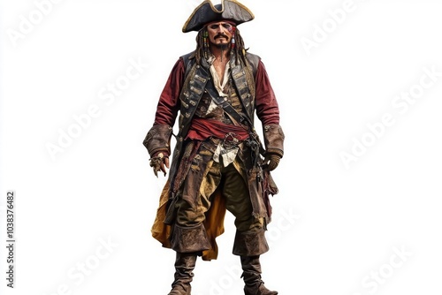 Pirate full body on a white background