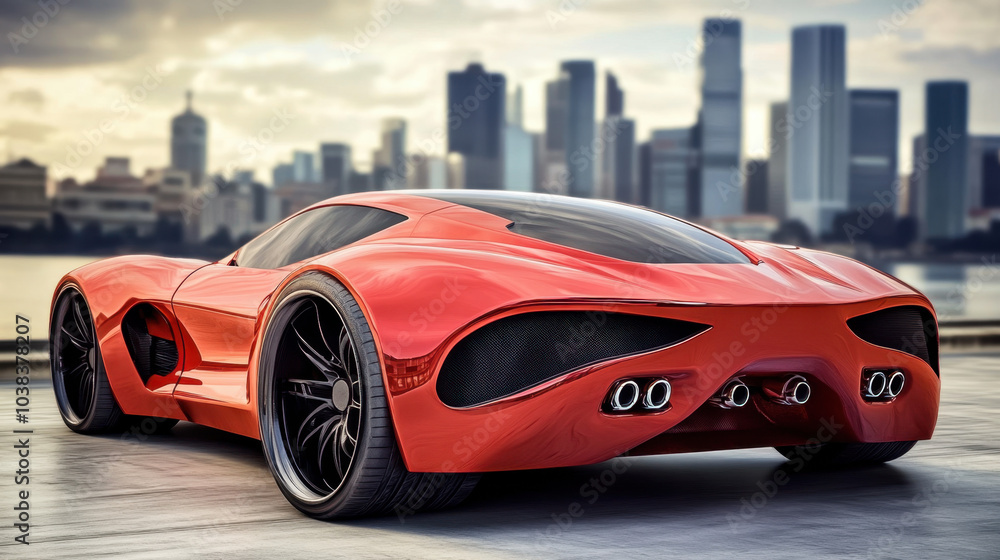Fototapeta premium Sleek and Fast Supercar on the Open Road