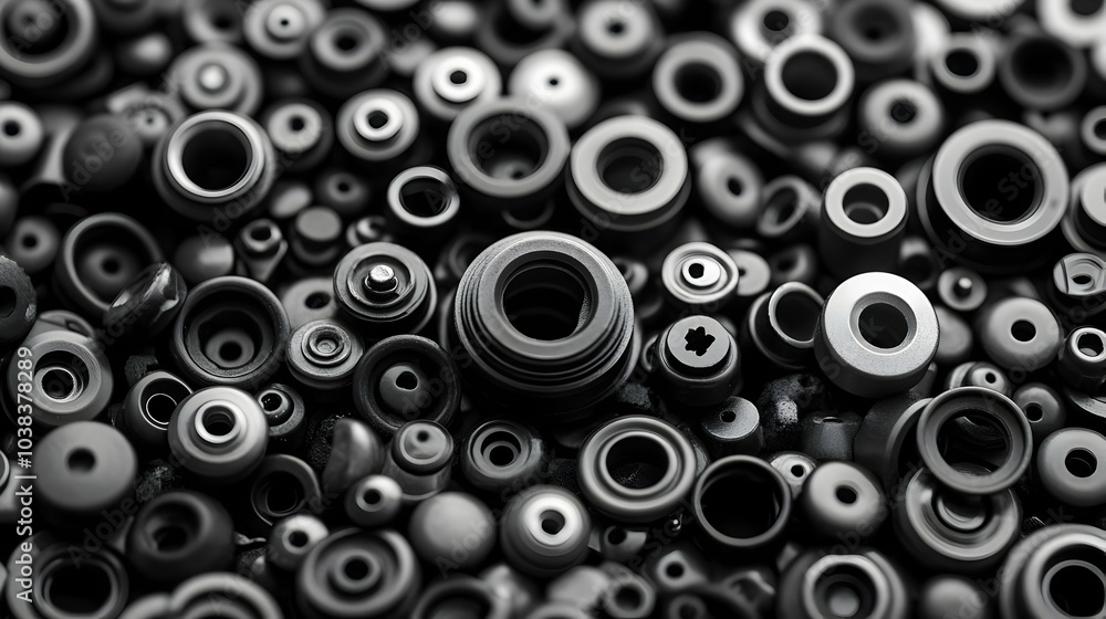 Black Rubber Grommets Close Up. Black Rubber Grommets Close Up.