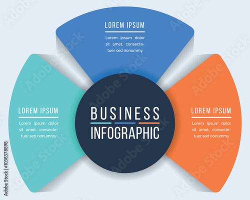 Business Infographic design 3 steps, objects, elements or options infographic business template