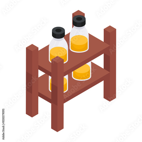 Conceptual flat isometric design icon of medicine trolley 

