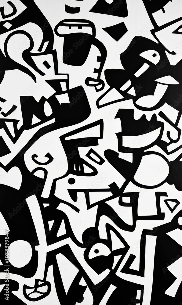Fototapeta premium Black and white abstract art.