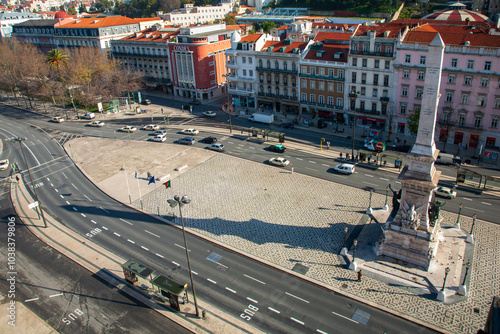 Aerial View of Restauradores Square and Lisbon's Architecture photo