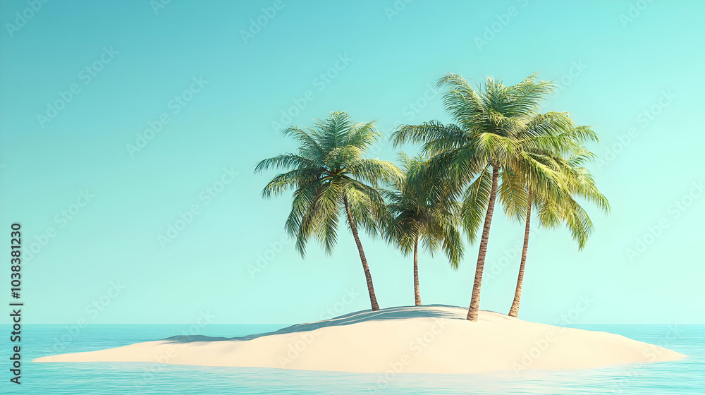 Tropical Island with Palm Trees. Tropical Island with Palm Trees.