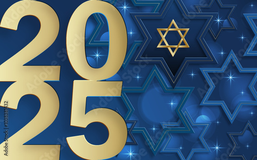 Happy New Year 2025, festive pattern with Israel design concept