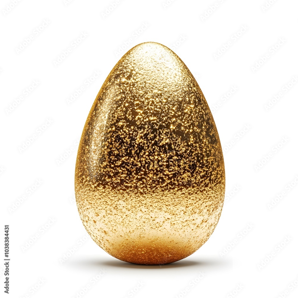 Golden egg with glitter texture on white background Golden egg with glitter texture on white background