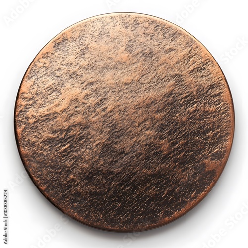 Aged copper texture: realistic circular metallic surface with natural patina and rich tones