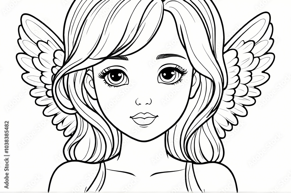 Beautiful Angel Coloring Book Page Beautiful Angel Coloring Book Page