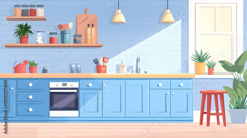 Blue Kitchen Interior Design.