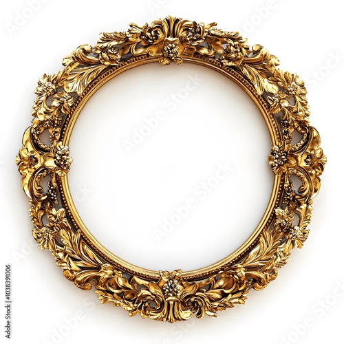 Elegant ornate gold frame with intricate floral design photo