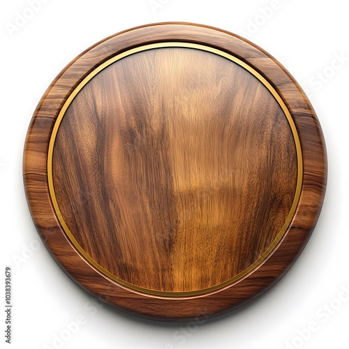 Elegant wooden serving tray with brass accent on white background