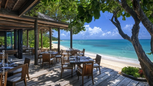 Serene Dining with Ocean View at Tropical Beach