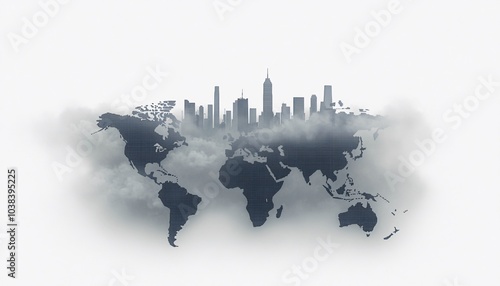 Wallpaper Mural A haunting 3D illustration captures a city's skyline enveloped in thick smog, highlighting the urgent issue of pollution and its impact on urban environments. Torontodigital.ca