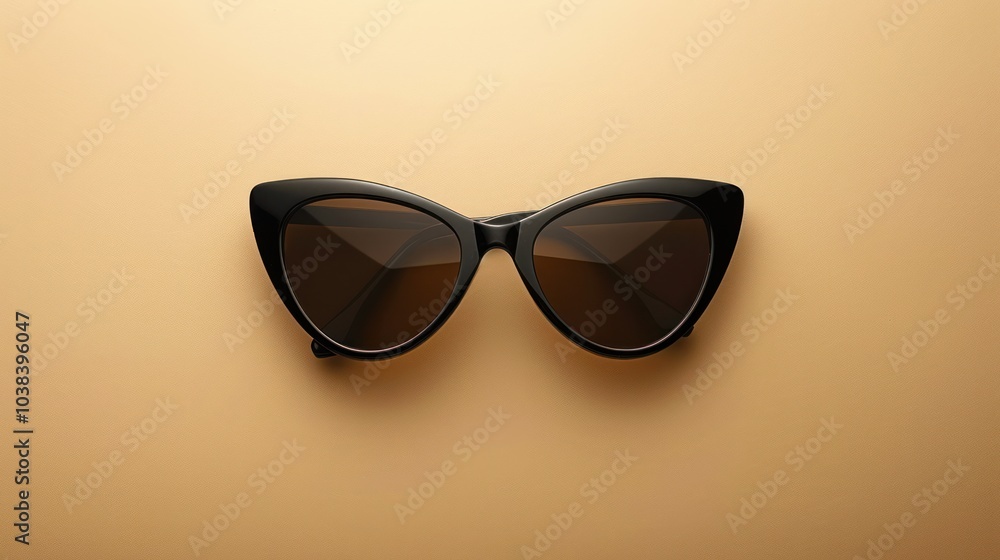A single, stylish pair of sunglasses on a plain background, highlighting minimalism A single, stylish pair of sunglasses on a plain background, highlighting minimalism