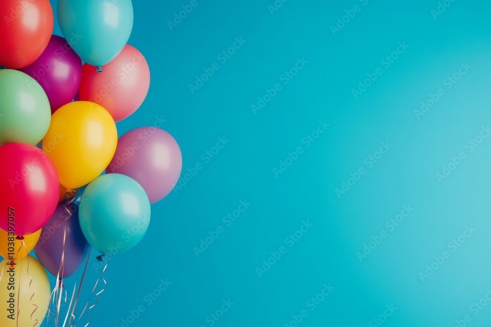 Colorful Balloons Against Blue Background Colorful Balloons Against Blue Background