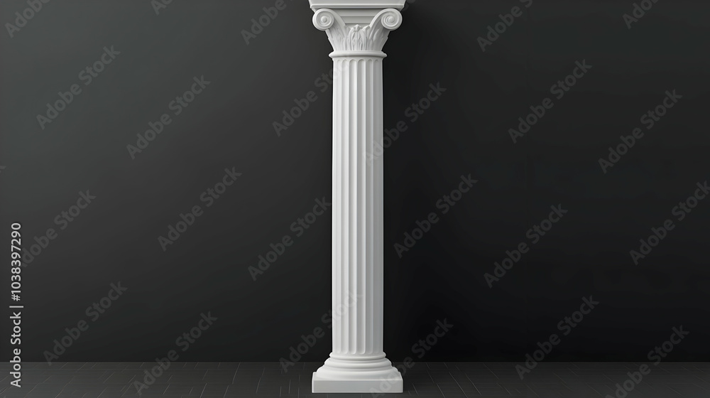 Fototapeta premium White Marble Column with Black Background.