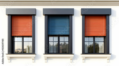 Modern Windows with Venetian Blinds.