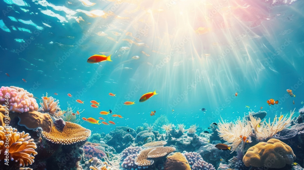 Obraz premium Sunlight Dappling Through the Ocean