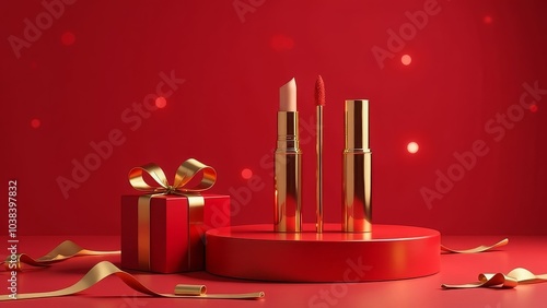 Presenting luxurious beauty gifts in exquisite holiday setting, perfect for premium holiday promotions