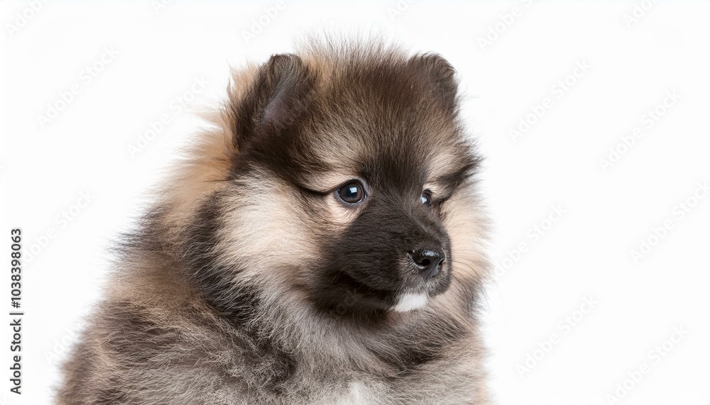 キースホンドの子犬のポートレート(Keeshond puppy portrait on white background)
キースホンドの子犬のポートレート(Keeshond puppy portrait on white background)