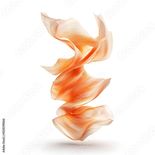 Abstract flowing fabric art: dynamic swirls and elegant motion of textured ribbon formations