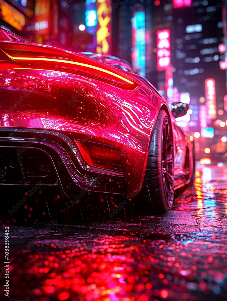 Vibrant Night Scene with High Energy and Reflection Vibrant Night Scene with High Energy and Reflection