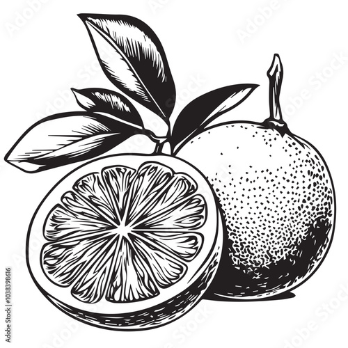 Grapefruits In cartoon, hand-drawn flat style. image for social media, websites and UI. Isolated 2D vector design in logo, icon, sketch style, simple line vector, single color. AI Generative Art.