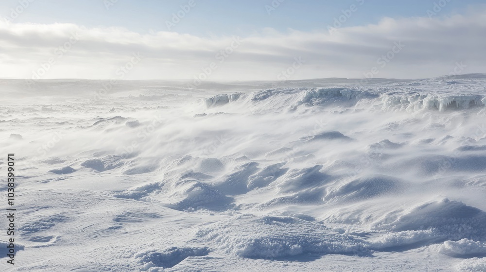 Arctic Blizzard: Intense Snowstorm Sweeping Across Icy Terrain in Ice Age Environment Arctic Blizzard: Intense Snowstorm Sweeping Across Icy Terrain in Ice Age Environment