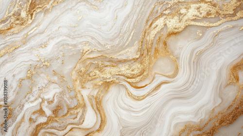 Polished cream and gold marble swirls with metallic highlights: High-resolution digital backdrop for luxury brands and high-end retail, featuring rich contrast and crystal clear details.