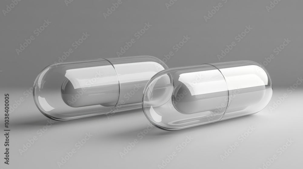 Medical Capsule Next to Transparent Cell Structure Medical Capsule Next to Transparent Cell Structure
