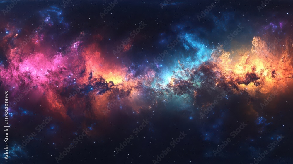 breathtaking 360-degree panorama of a vibrant nebula in space, filled with stars and cosmic colors, providing an immersive celestial environment map breathtaking 360-degree panorama of a vibrant nebula in space, filled with stars and cosmic colors, providing an immersive celestial environment map