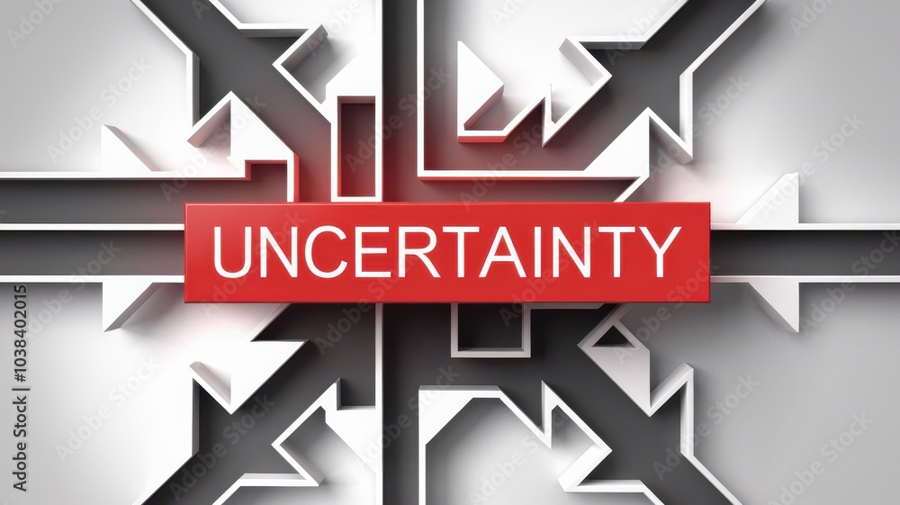 An abstract representation of uncertainty, featuring intersecting lines and a bold red label to evoke feelings of confusion.