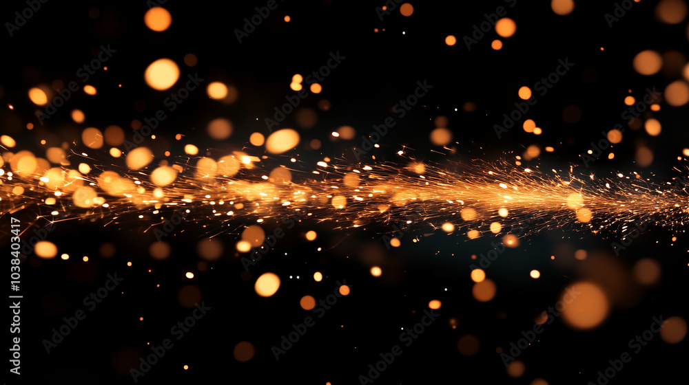 Obraz premium Rozmyte iskry unoszą się w powietrzu na tle głębokiej czerni, tworząc efekt eterycznego ognia. 
