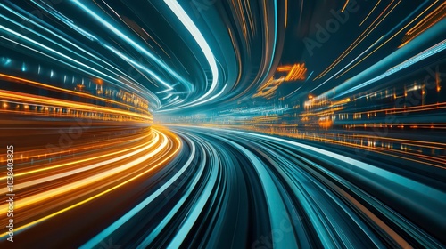 Abstract motion blur of light trails in a tunnel, creating a sense of speed and energy.