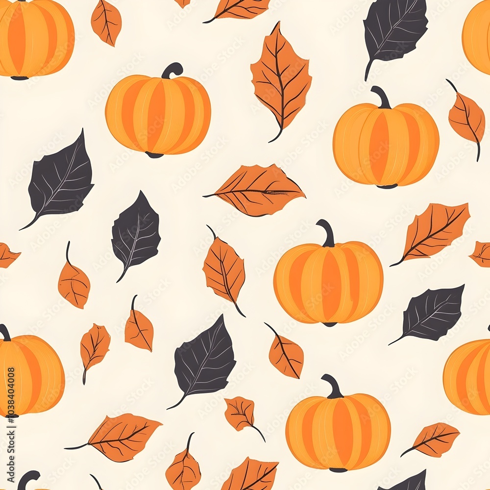 Pumpkins with seamless pattern Pumpkins with seamless pattern