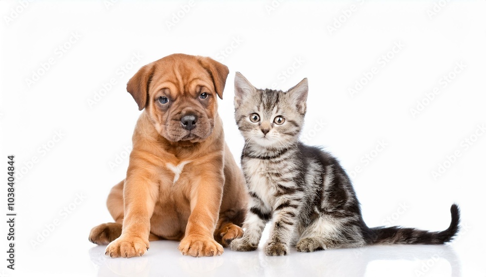 仲良く一緒に座っている子犬と猫(Puppy and cat sitting together friendly)
仲良く一緒に座っている子犬と猫(Puppy and cat sitting together friendly)