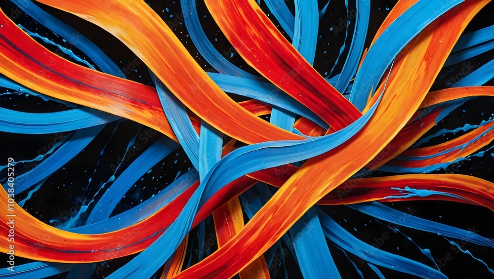 Abstract Swirling Paint, Blue, Orange, Red. Generative AI Abstract Swirling Paint, Blue, Orange, Red. Generative AI