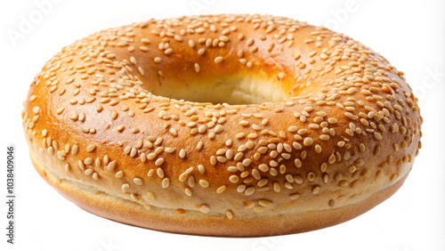 Fresh Sesame Seed Bagel Isolated on White Background