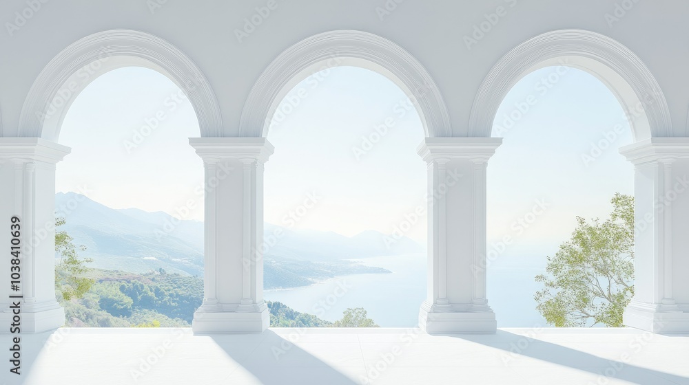Fototapeta premium Bright White Arches with Scenic View