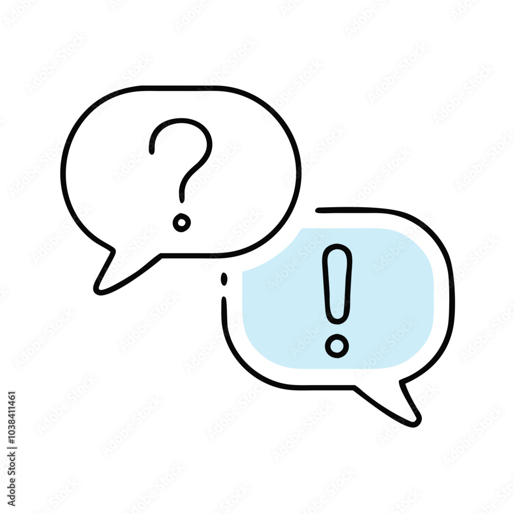 Speech bubbles with question mark and exclamation mark representing communication, question and answer Speech bubbles with question mark and exclamation mark representing communication, question and answer