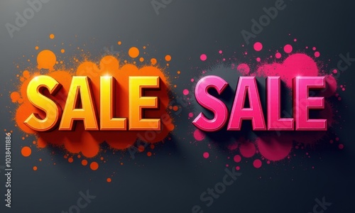 Modern SALE sign with colorful paint splashes, ideal for clearance sales and discounts.