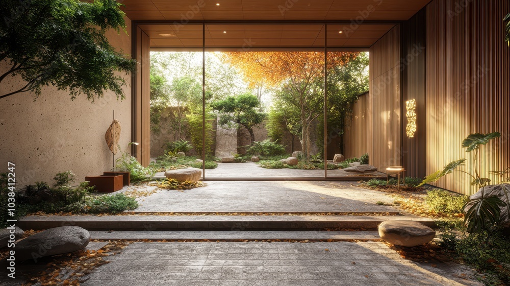 Naklejka premium Farmhouse interior design of modern entryway, Generative ai