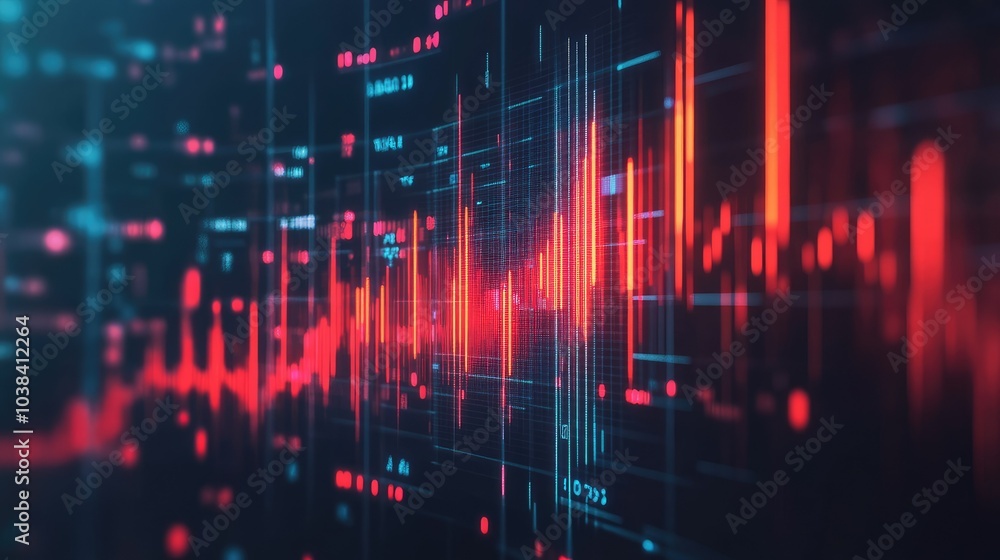 Beautiful 3D Render of Red Dynamic Bar Graph Beautiful 3D Render of Red Dynamic Bar Graph
