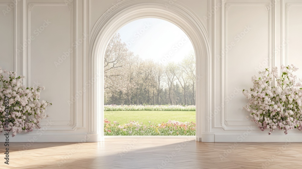 Modern Luxurious White Room with Open Archway Modern Luxurious White Room with Open Archway